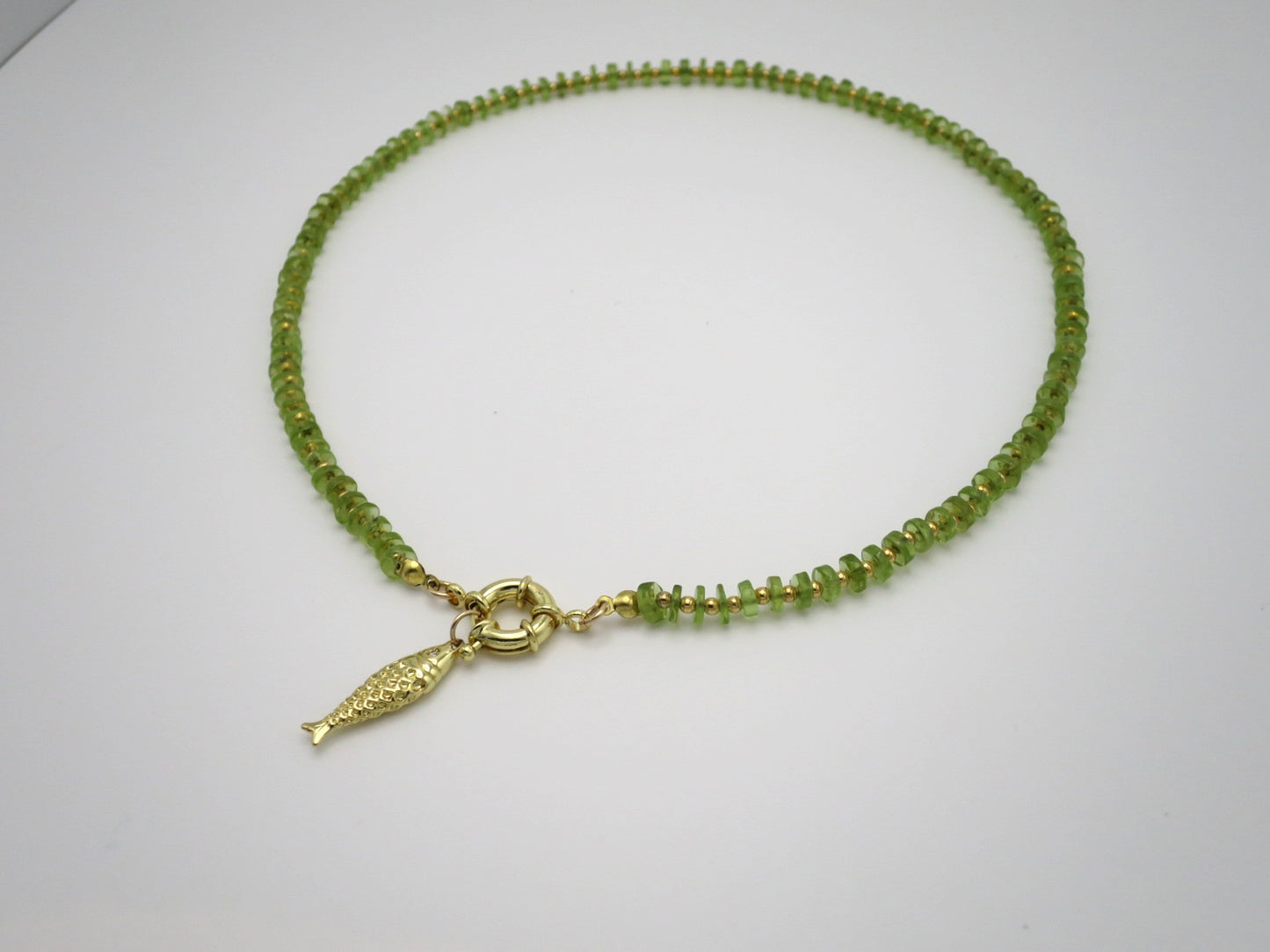 Peridot Necklace with Fish Charm