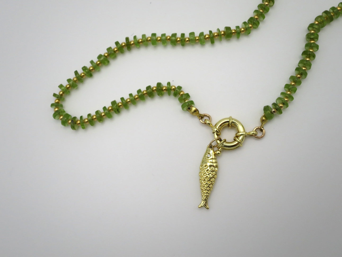 Peridot Necklace with Fish Charm
