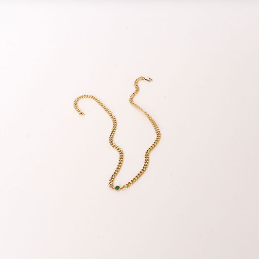 Curb Chain Gemstone Necklace