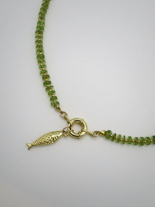 Peridot Necklace with Fish Charm