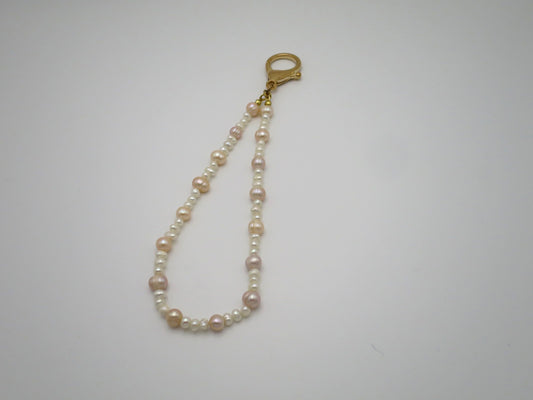 Pink + White Pearl Bag Charm