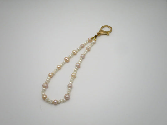 Pink + White Pearl Bag Charm