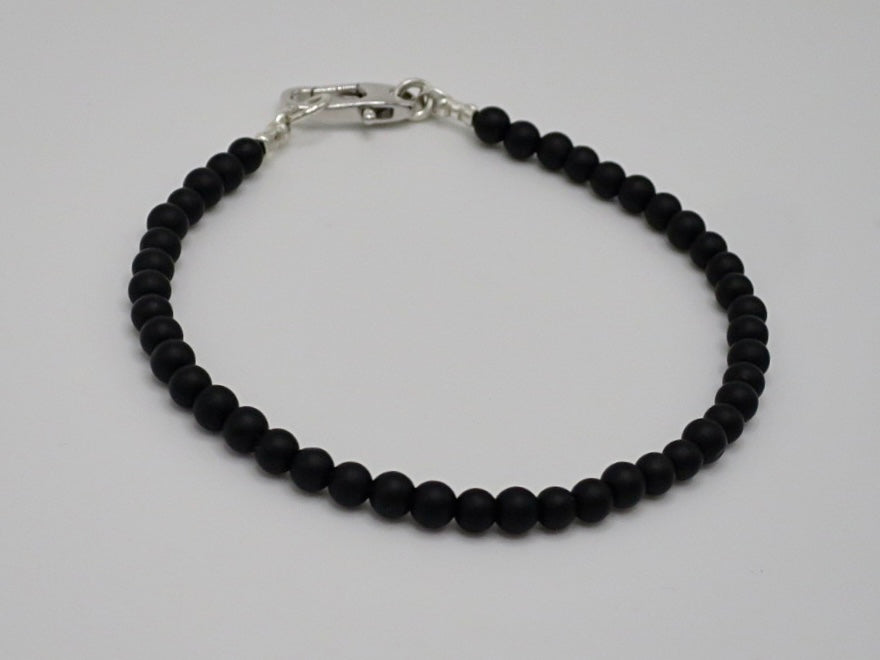Men’s 4mm Matte Black Onyx Bracelet with Sterling Silver