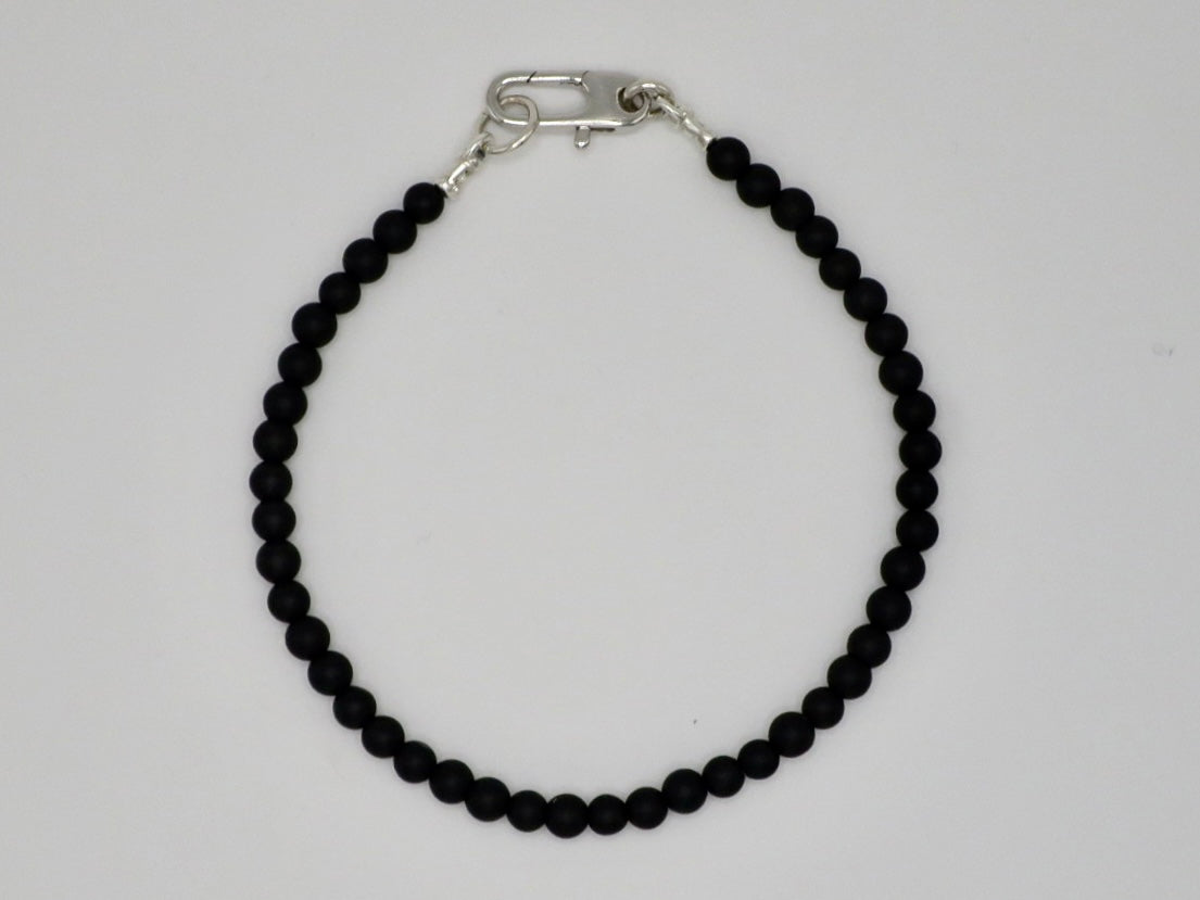 Men’s 4mm Matte Black Onyx Bracelet with Sterling Silver