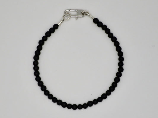 Men’s 4mm Matte Black Onyx Bracelet with Sterling Silver