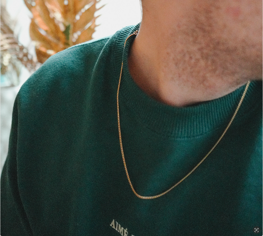 Skinny Curb Chain Necklace - Gold