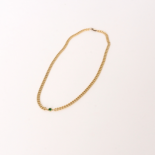 Curb Chain Gemstone Necklace