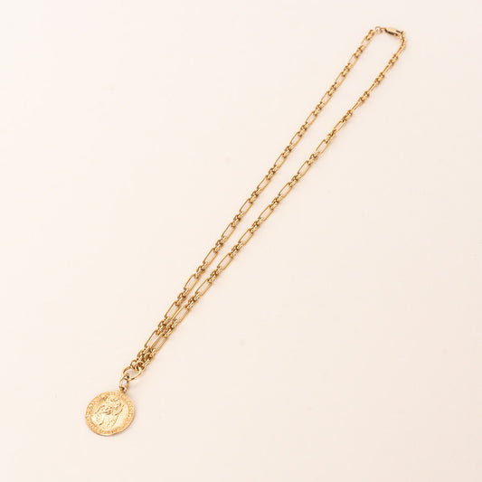 Long & Short Cable Chain with Medallion Necklace