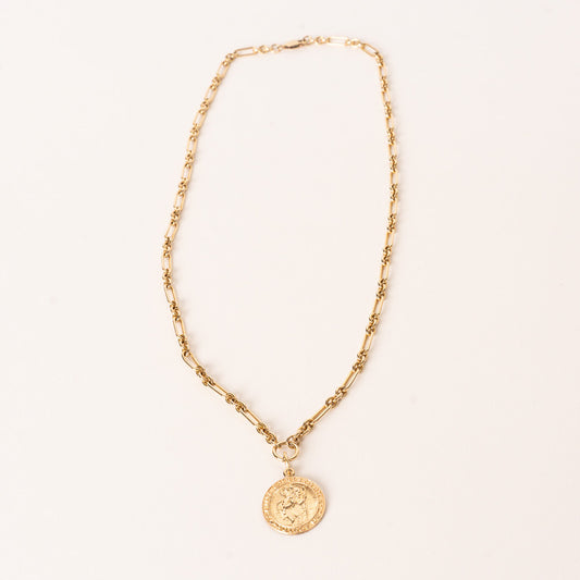 Long & Short Cable Chain with Medallion Necklace