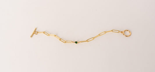 Stationed Gemstone Paperclip Chain Bracelet