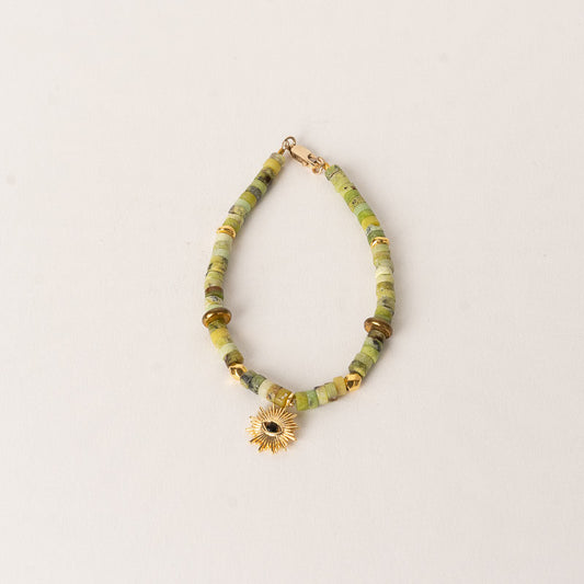 Beaded Chrysoprase Bracelet with Eye Charm Bracelet