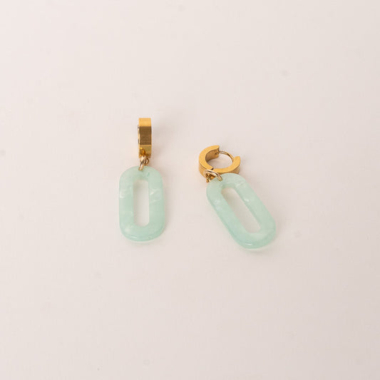 Blue Acrylic Oval Charm Huggies