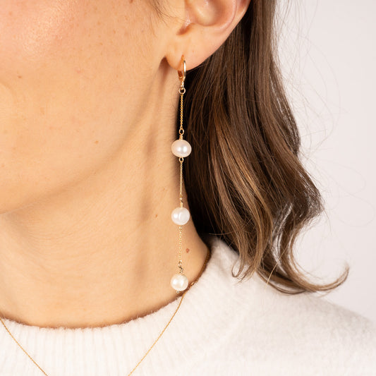 Drop Pearl Hoops